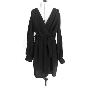 NWT TooShop Sz 12 Black Wrap Dress